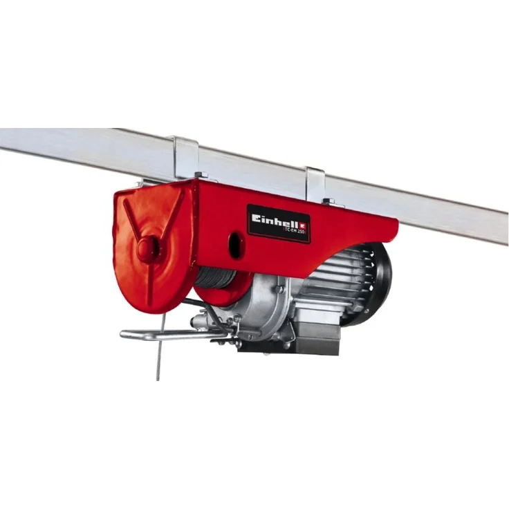 Einhell Seilhebezug TC-EH 250 (500 W, Not-Ausschalter, automatische Bremse und Endabschaltung, inkl. 12 m drallfreiem Drahtseil, Umlenkrolle mit Lasthaken und Sicherheitsbügel) – Bild 1
