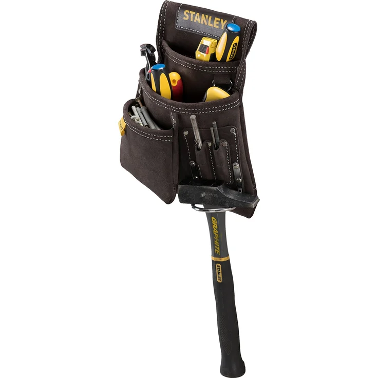 Stanley STST1-80114 Hammer- und Nageltasche aus Büffelleder, Braun-Gelb – Bild 1