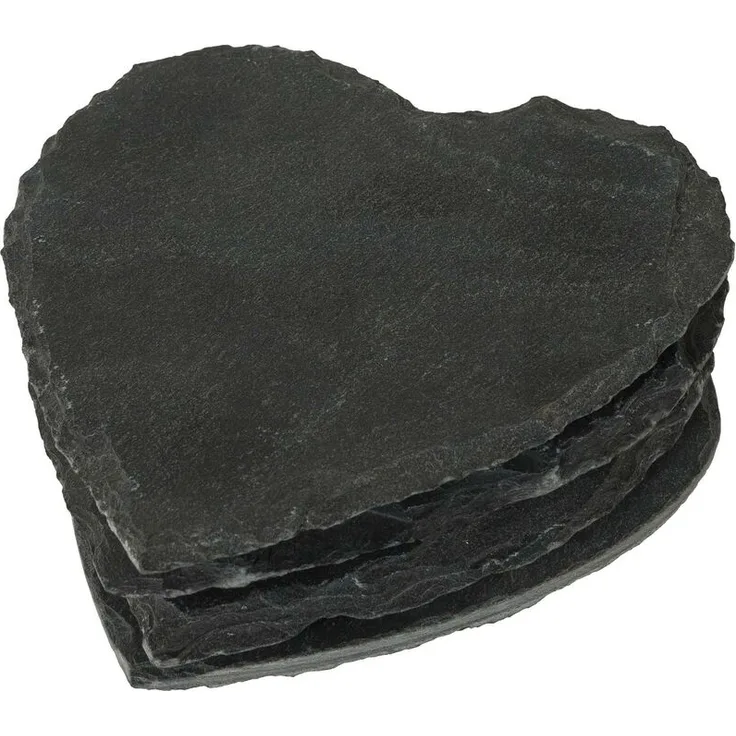 Untersetzer aus Schiefer, Herz, ca. 10 cm, 4er-Set