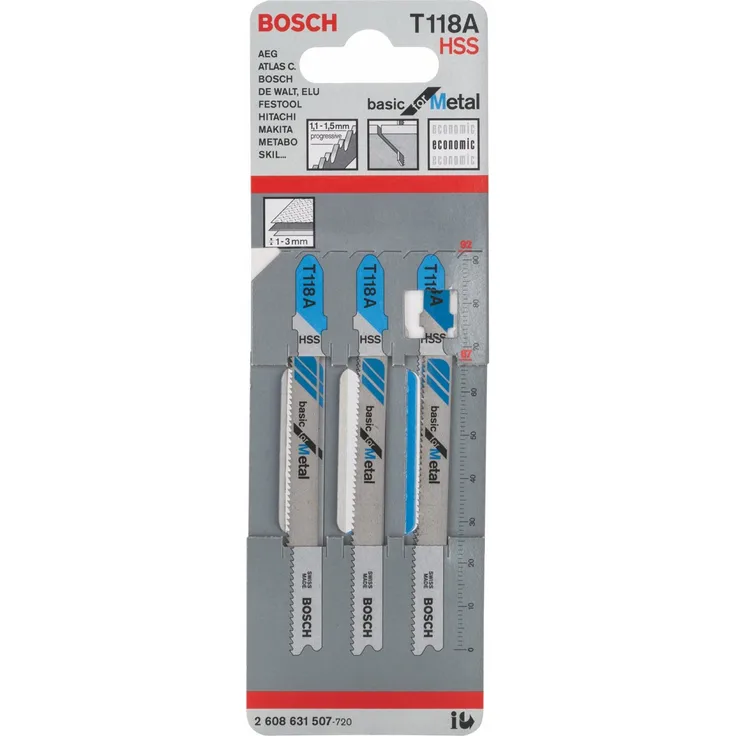 Bosch Professional 2608631507 Stichsägeblatt 3 Stichsägeblätter T 118 A