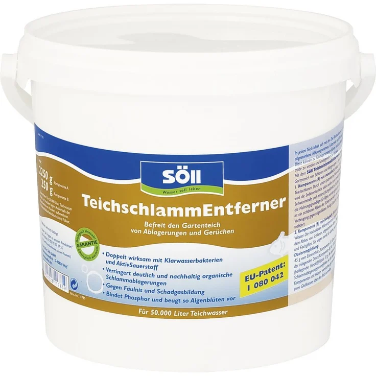 Söll 11785 TeichschlammEntferner doppelt wirksam gegen Teichschlamm 2,5 kg - biologischer Teichreiniger entfernt organischen Schlamm und Ablagerungen im Gartenteich Fischteich Schwimmteich Koiteich – Bild 2