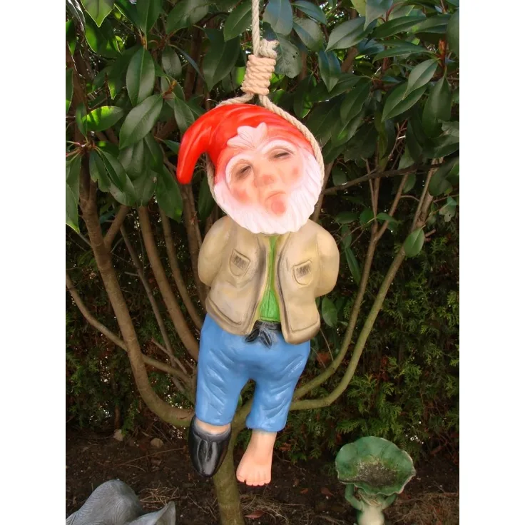 Gartenzwerg erhängt aus bruchfestem PVC Zwerg Figur