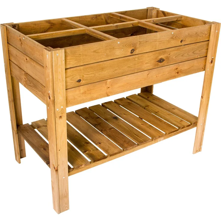 Nativ Gartenstabiles Hochbeet aus Holz, 110x60 cm, Pflanzkasten braun imprägniert