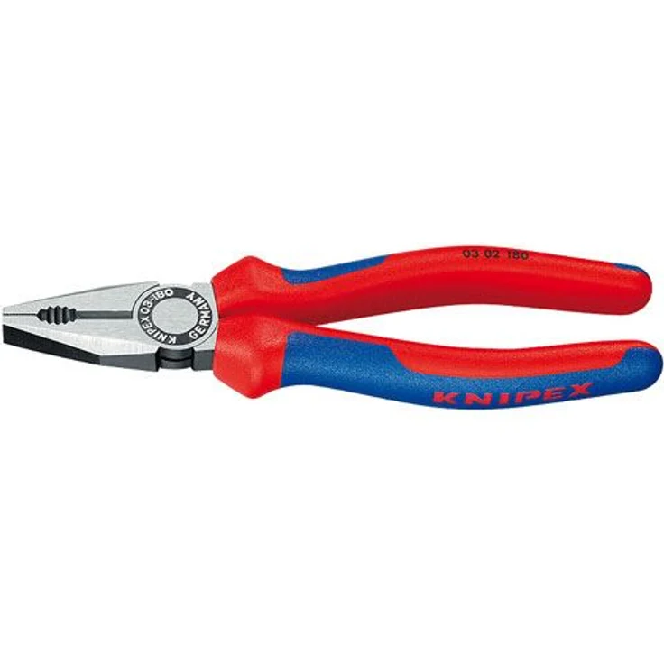 KNIPEX 03 02 180 Kombizange mit Mehrkomponenten-Hüllen schwarz atramentiert 180 mm – Bild 1