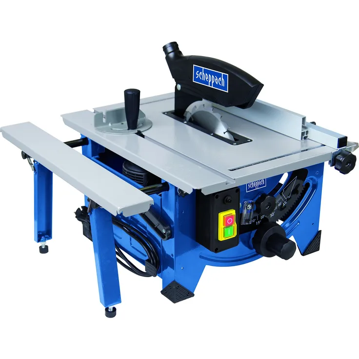 Scheppach Tischkreissäge HS80, präzise Kreissäge mit HW-Sägeblatt 20Z, hohe Sägequalität, höhenverstellbar, Tischverbreiterung, Sägeblattschutz, 1200 W, 5901302901