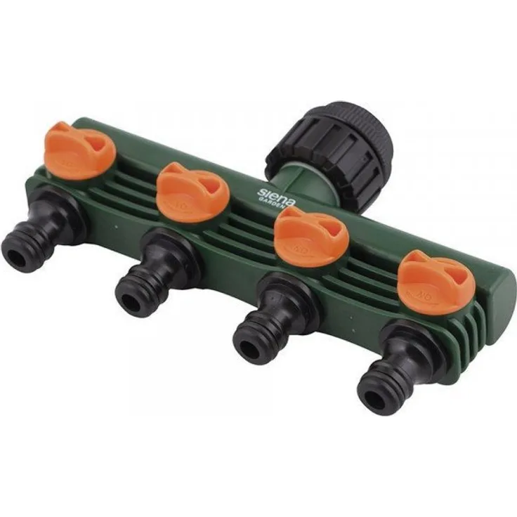 Siena Garden 4-Wege-Verteiler, Wassertechnik, Wasseraufteiler, dunkelgrün, 11x18x4cm,399843 Bewässerungszubehör