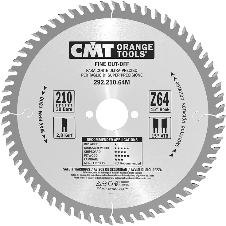 Cmt orange Tools 292.210.64 M ? Kreissägeblatt 210 x 2,8 x 30 Z 64 ATB 15 Grad