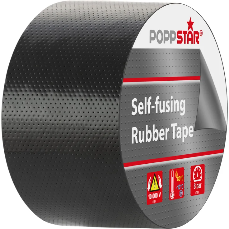 Poppstar selbstverschweißendes Universal Isolierband und Dichtungsband, LxBxH 5m x 50mm x 0,76mm, schwarz