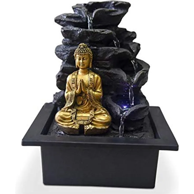 Zen'Light Shira Zimmerbrunnen mit Pumpe und LED-Beleuchtung, Kunstharz, Einheitsgröße