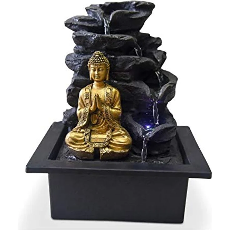 Zen'Light Shira Zimmerbrunnen mit Pumpe und LED-Beleuchtung, Kunstharz, Einheitsgröße