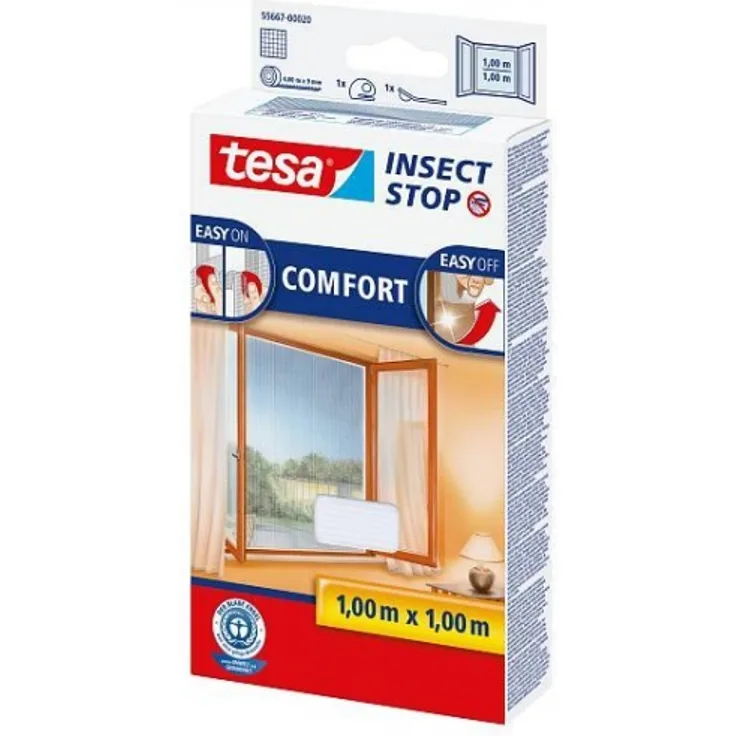 tesa Fliegengitter Fenster, beste Qualität : Farbe weiß, 1,00m : 1,00m