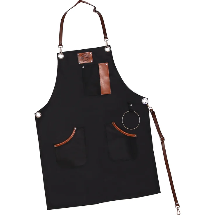 GEFU Grillschürze BBQ, Kochschürze, Küchenschürze, Baumwolle und Leder – Bild 5