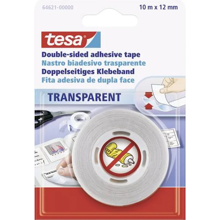tesa 64621-00000-04 Doppelseitiges Klebeband, Transparent - Preisvergleich
