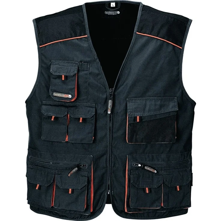 Weste Gr. 58 dunkelgrau-schwarz-orange 65% PES-35% CO TERRATREND – Bild 1