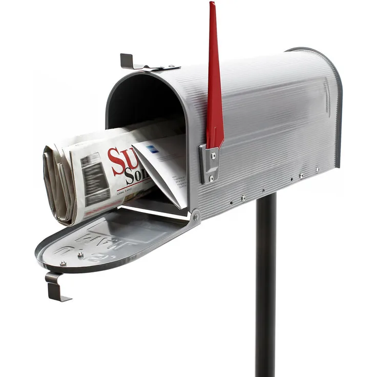 US Mailbox Briefkasten Amerikanisches Design silberfarben mit passendem Standfuß