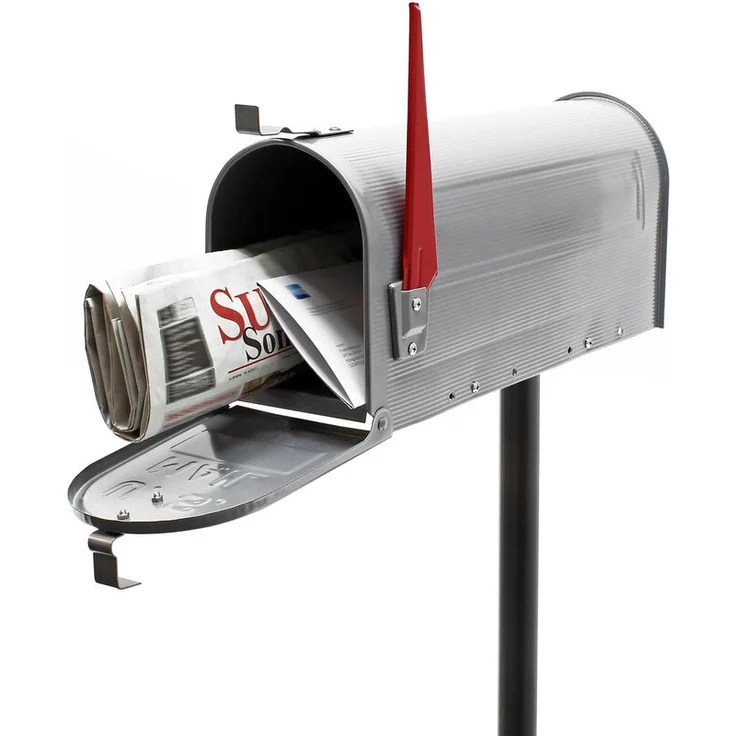 US Mailbox Briefkasten Amerikanisches Design silberfarben mit passendem Standfuß