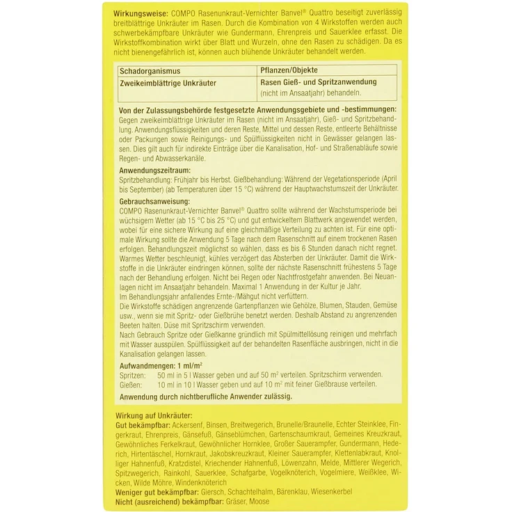 COMPO® Rasenunkraut-Vernichter Banvel® Quattro, 400 ml – Bild 3
