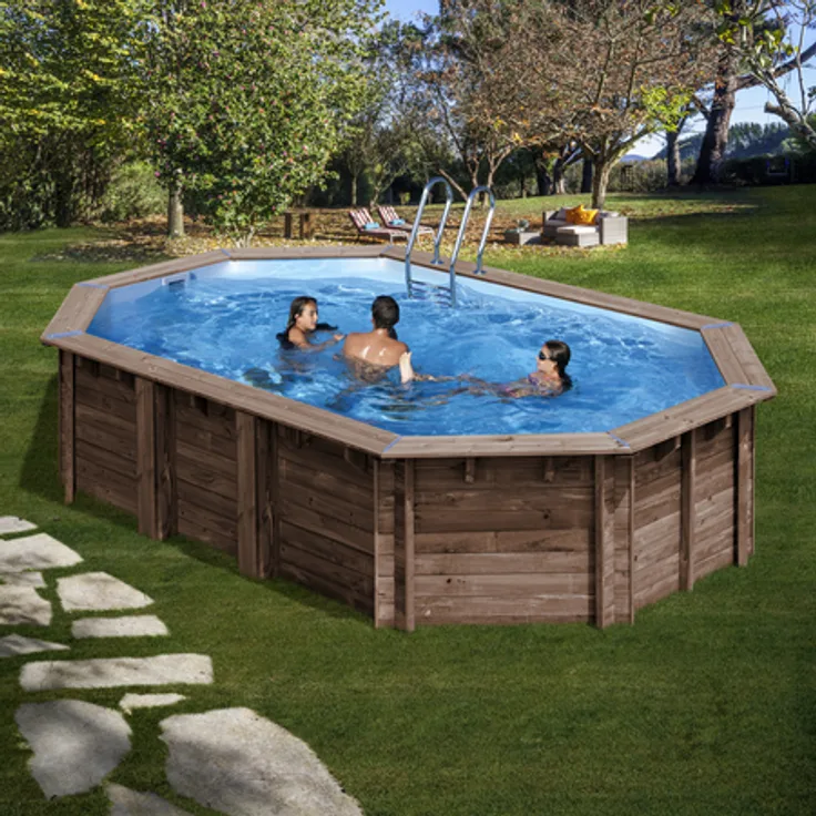 Gre Echtholzpool Poolset , oval, BxLxH: 335 x 632 x 130 cm
