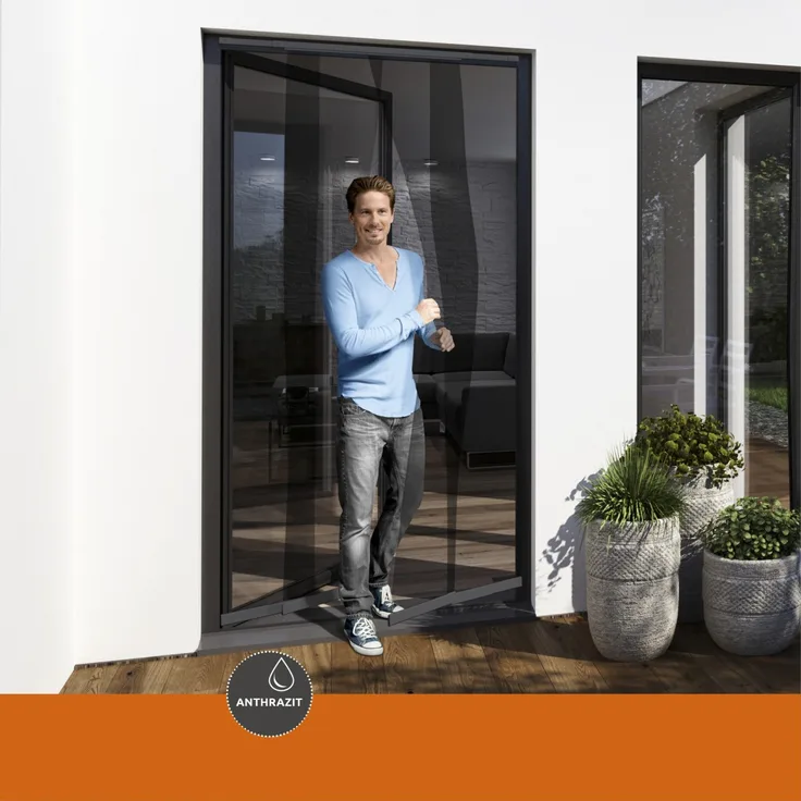 Windhager Teleskop Türvorhang, Insektenschutz, Fliegengitter, Lamellenvorhang, Türvorhang mit Teleskop-Lamellen, 120 cm, anthrazit, 03612 - Preisvergleich