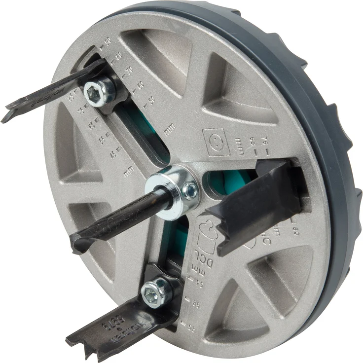 wolfcraft Lochsäge 5977000, Verstellbarer Universal-Kreisschneider für den Akkuschrauber und die Bohrmaschine, Für Gipsplatten und Holz, Stufenlos einstellbar von ø 45-90 mm - Preisvergleich – Bild 1