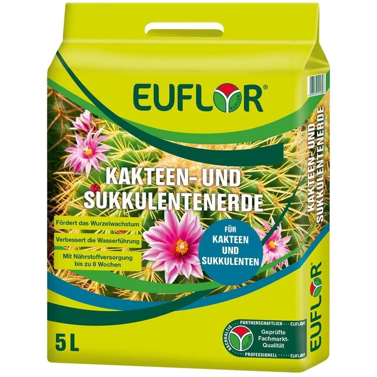 EUFLOR Kakteen- und Sukkulentenerde mit ausgewogener Grunddüngung, 5 Liter – Bild 1