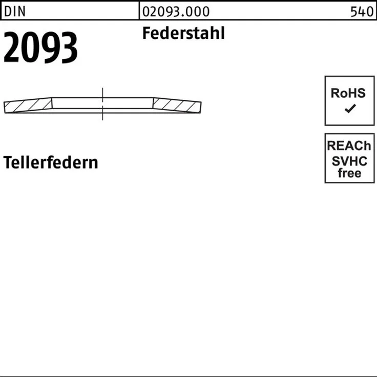 Reyher Tellerfeder DIN 2093 15 x 5,2x0,7 Federstahl