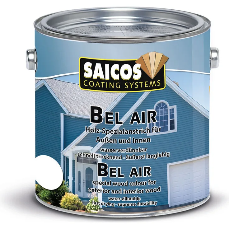 Bel Air Holz-Spezialanstrich Weiß deckend (7200) 2,5 Liter - Saicos