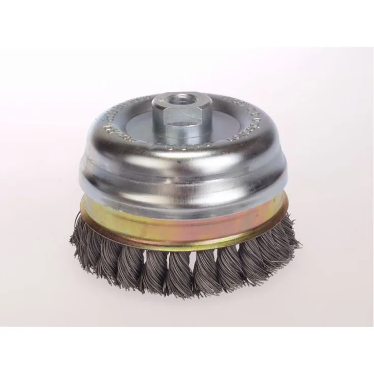 Lessmann Zopf-Topfbürsten mit Stützring Drm 80 mm 20 Z Stahldraht STH glatt 0,50 mm Gew. M 14