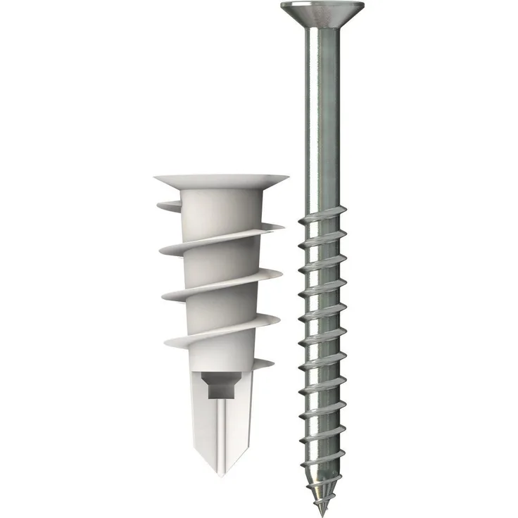 TOX Gipskartondübel Spiral 32 mm mit Schraube 4,5 x 45 mm, für einlagige Gipskartonplatten, 50 Stück Dübel und 50 Senkkopfschrauben, 068101231
