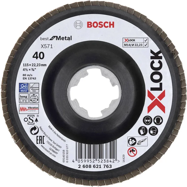 Bosch Accessories 2608621763 X-LOCK Fächerschleifscheibe geschränkte Ausführung Durchmesser 115mm 1St.