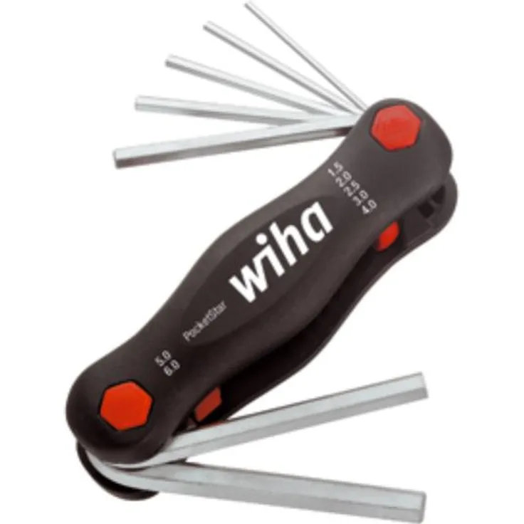 Wiha Multitool PocketStar Sechskant 7-tlg. (23035), per Tastendruck, schneller Zugriff, als Längs- und Quergriff einsetzbar, sicher verstaut, all-in-one Werkzeug