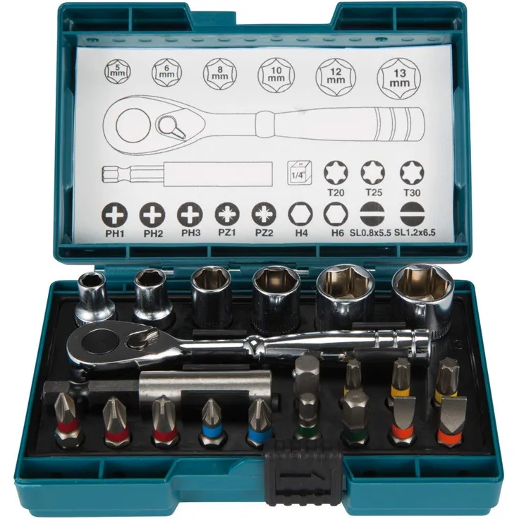 Makita B-54081 Bit-Set 21-tlg inkl. Ratsche, in Kunststoffbox