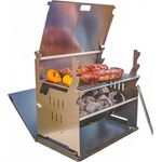 FENNEK - Outdoor Holzkohlegrill - Edelstahl - zerlegbar - Holzkohlegrillfläche 27 x 18,3cm klein, 3,1 kg