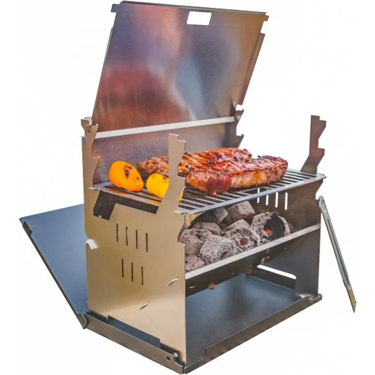 FENNEK - Outdoor Holzkohlegrill - Edelstahl - zerlegbar - Holzkohlegrillfläche 27 x 18,3cm klein, 3,1 kg – Bild 1