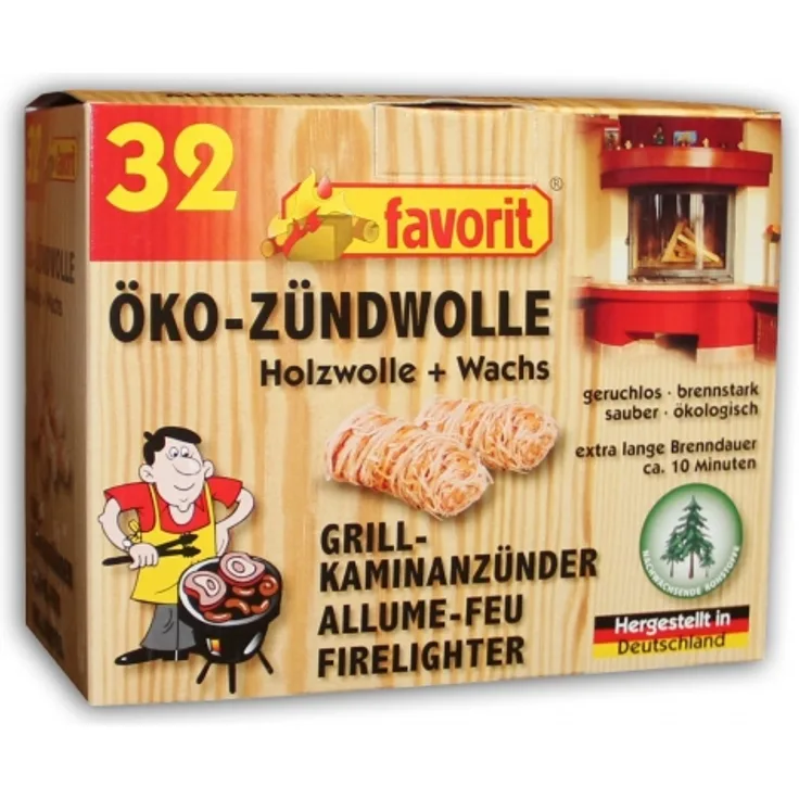 Favorit 1228 Öko Zündwolle 32 Holzwolle Grillanzünder Kaminanzünder Ofenanzünder