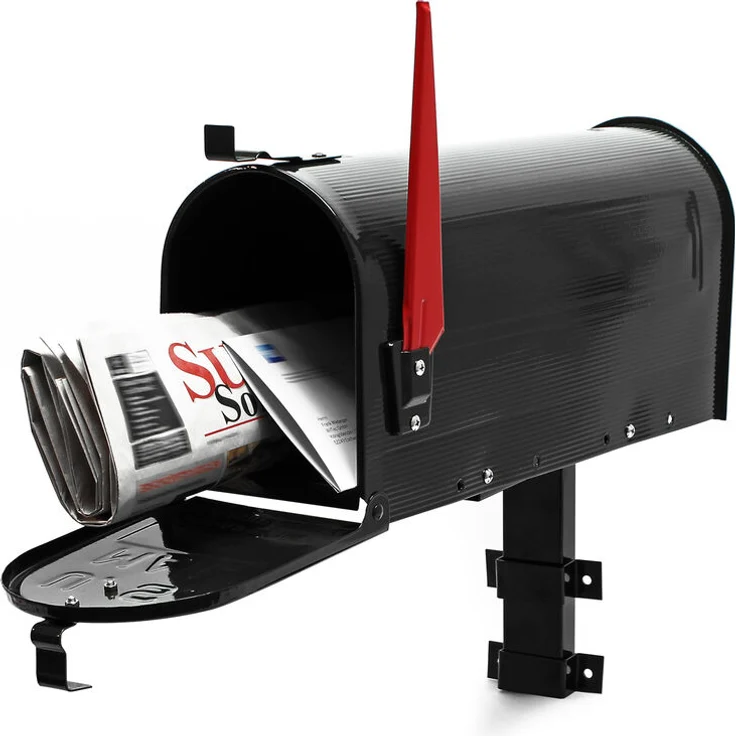 US Mailbox Briefkasten Amerikanisches Design schwarz mit passender Wandhalterung – Bild 1