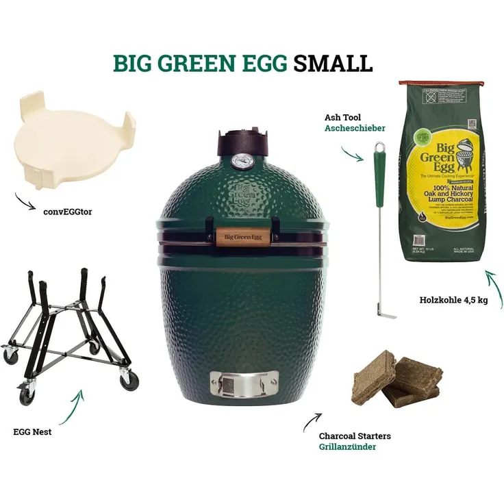 Big Green Egg Holzkohlegrill Kamado Small Starter-Set, Ø Grillfläche 33 cm