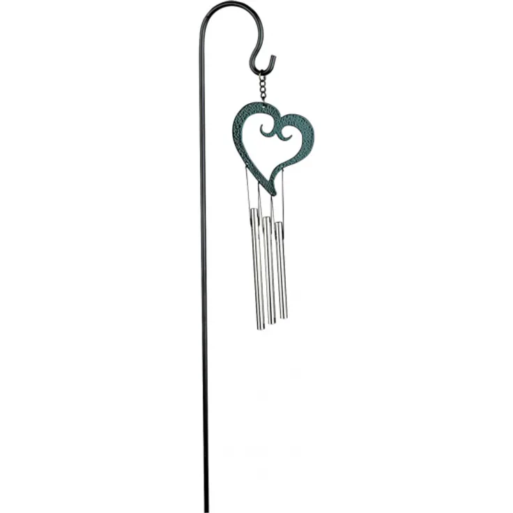 windspiel Herz 45 cm Stahlgrün-Silber 3-teilig