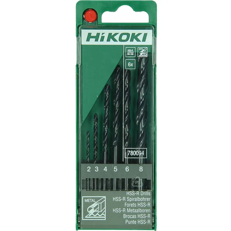 Hikoki Metallbohrer-Set, 780094, HSS-R, Stahl und Guss bis 900 N-mm², 6-teilig, hohe Lebensdauer