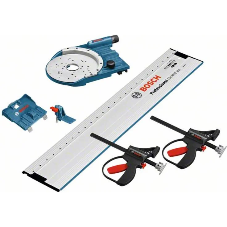 Bosch Professional Systemzubehör-Paket FSN OFA 32 KIT 800 (beinhaltet Führungsschiene mit Lochraster, Führungsschienenadapter, 2 Klemmzwingen, Zusatzadapter) – Bild 1