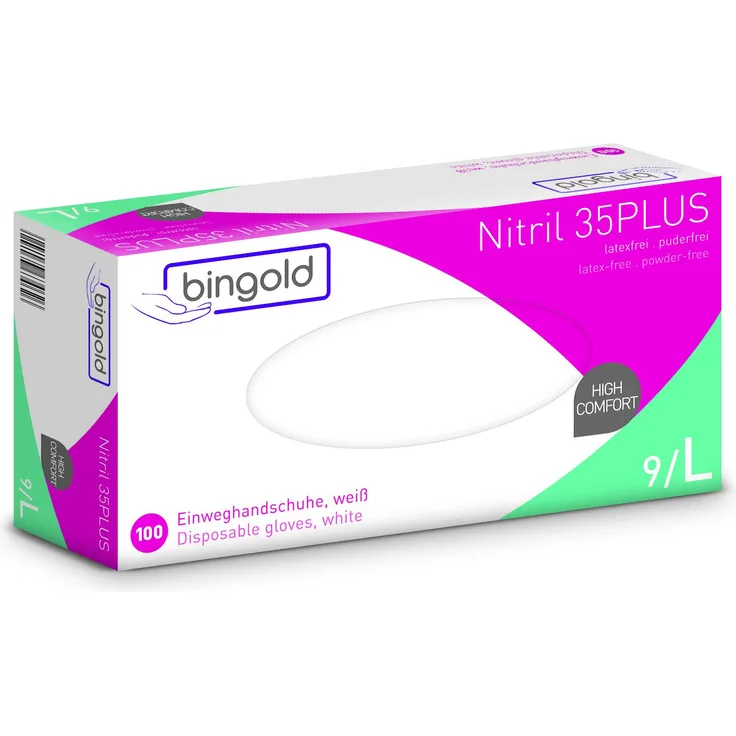 BINGOLD Einmalhandschuhe Nitril 35PLUS, weiß, 100-er Pack