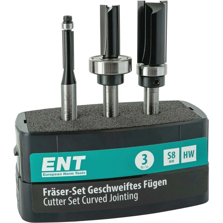 ENT 3-tlg. Fräser Set für geschweiftes Fügen - HW - Schaft Ø 8 mm