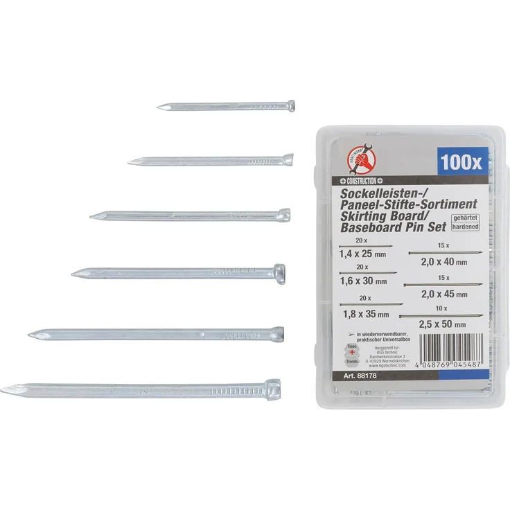 Kraftmann 88178 | Sockelleisten- - Paneel-Stifte-Sortiment | 100-tlg.