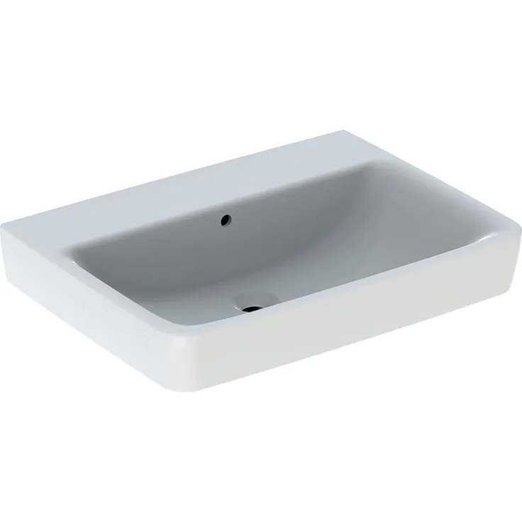 Geberit Renova Plan, Waschtisch, 65x48 cm, ohne Hahnloch, mit Überlauf, 501642, Farbe: Weiß - 501.642.00.1