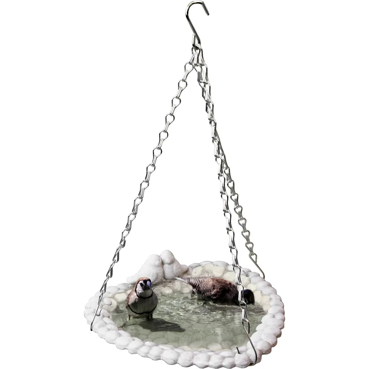 Vogeltränke mit 2 Vögelchen 25x24xH8cm zum Aufhängen Creme