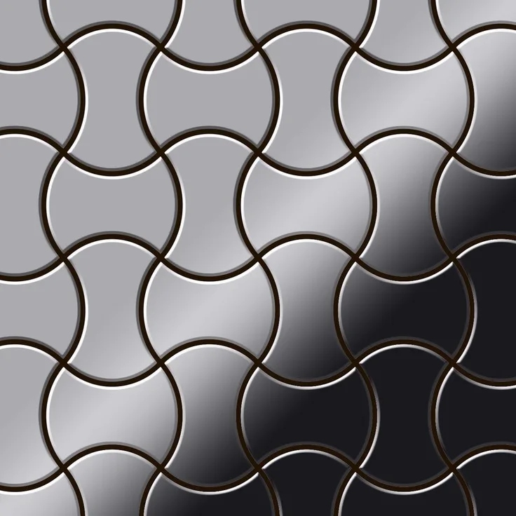 Alloy Mosaik Fliese massiv Metall Edelstahl hochglänzend in grau 1,6mm stark Infinit-S-S-M Designed by Karim Rashid 0,91 m2