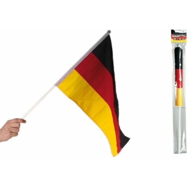 Genérico Flagge Deutschland mit Stab (46 x 30 cm)