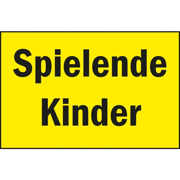 Hinweisschild ''Spielende Kinder'' , 300x200 mm , gelb-schwarz , 1 Stück