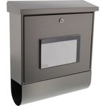 BURG-WÄCHTER Solar-Briefkasten mit Zeitungsrolle, Beleuchtetes Hausnummernfeld, A4 Einwurf-Format, EU Norm EN 13724, Inkl. 2 Schlüsseln, Rostfreier Edelstahl, Malaga 4400 Ni