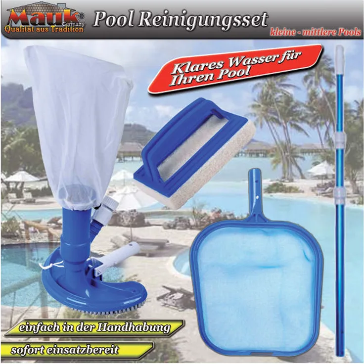 Pool Schwimmbad Reinigungs Set für kleine bis mittlere Pools - Mauk